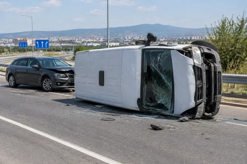 Бус се обърна на Голямоконарско шосе край Пловдив