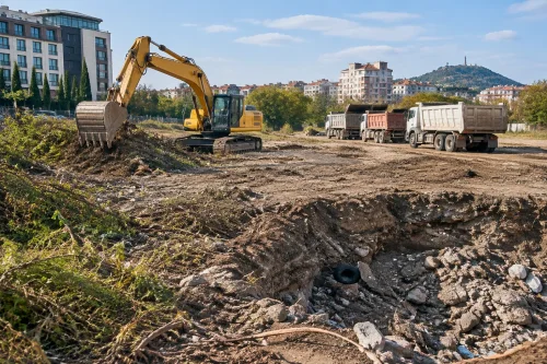 Багер разчиства терена за новата Математическа гимназия в Пловдив