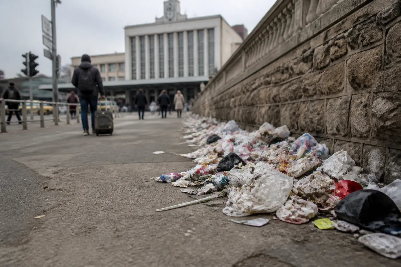 Липсата на кошчета превърна зоната до Централна гара в сметище
