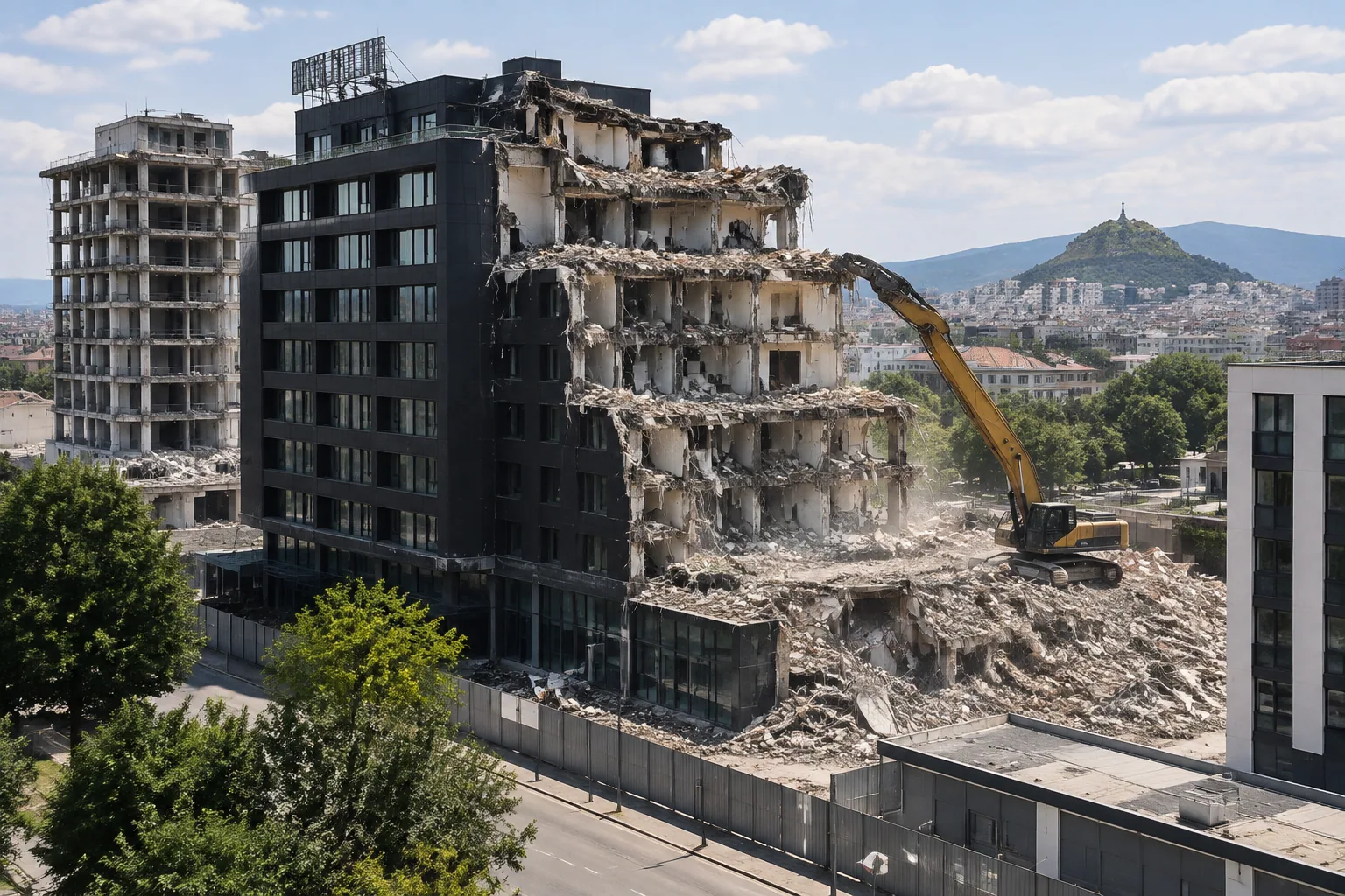 Събарят хотел „Марица“ в Пловдив от горе надолу